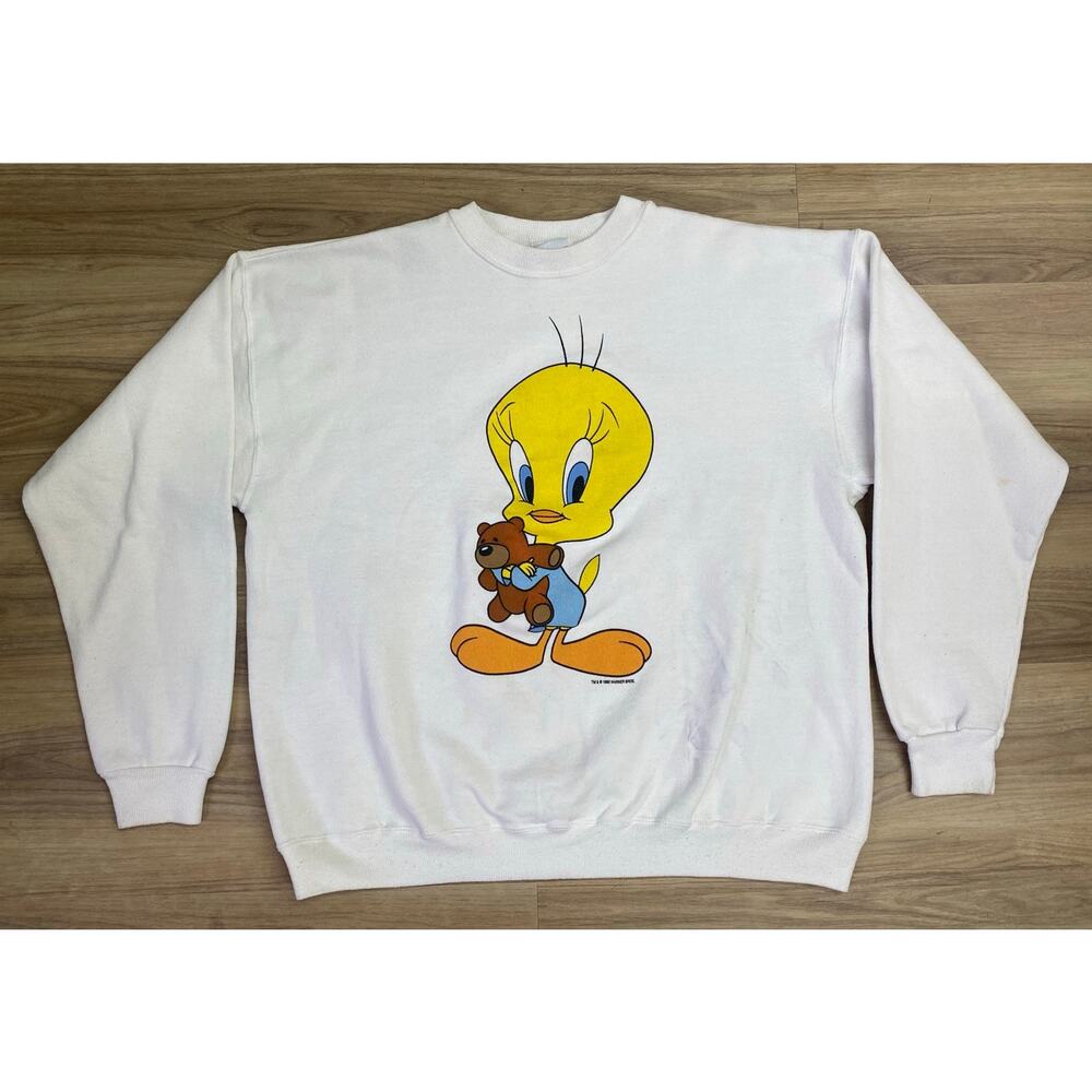 VTG 1995 Looney Tunes Warner Bros USA Tweety Bird crewneck pullover sweatshirt L